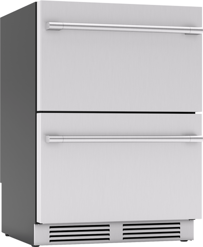 ZEPHYR Presrv Refrigerator Drawers, 24in Compact, SS, 2 Zone in Stainless Steel - PRRD24C2AS