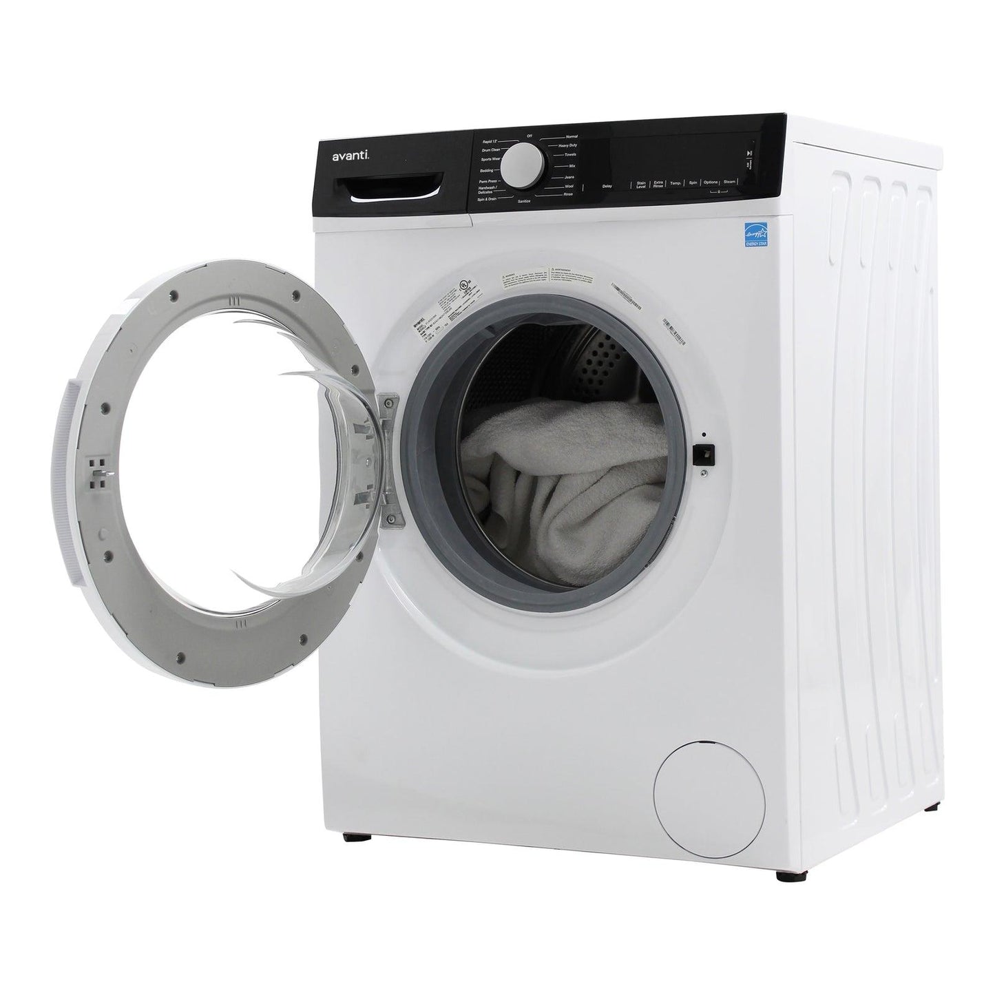 Avanti 24 Inch Front Load Washer with 2.2 cu. ft. Capacity, 15 Wash Cycles, 5 Water Temperature Settings, Energy Star Certified in White - FLW22V0W