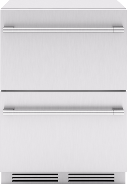 ZEPHYR Presrv Refrigerator Drawers, 24in Compact, Outdoor, SS, 2 Zone in Stainless Steel - PRRD24C2ASOD