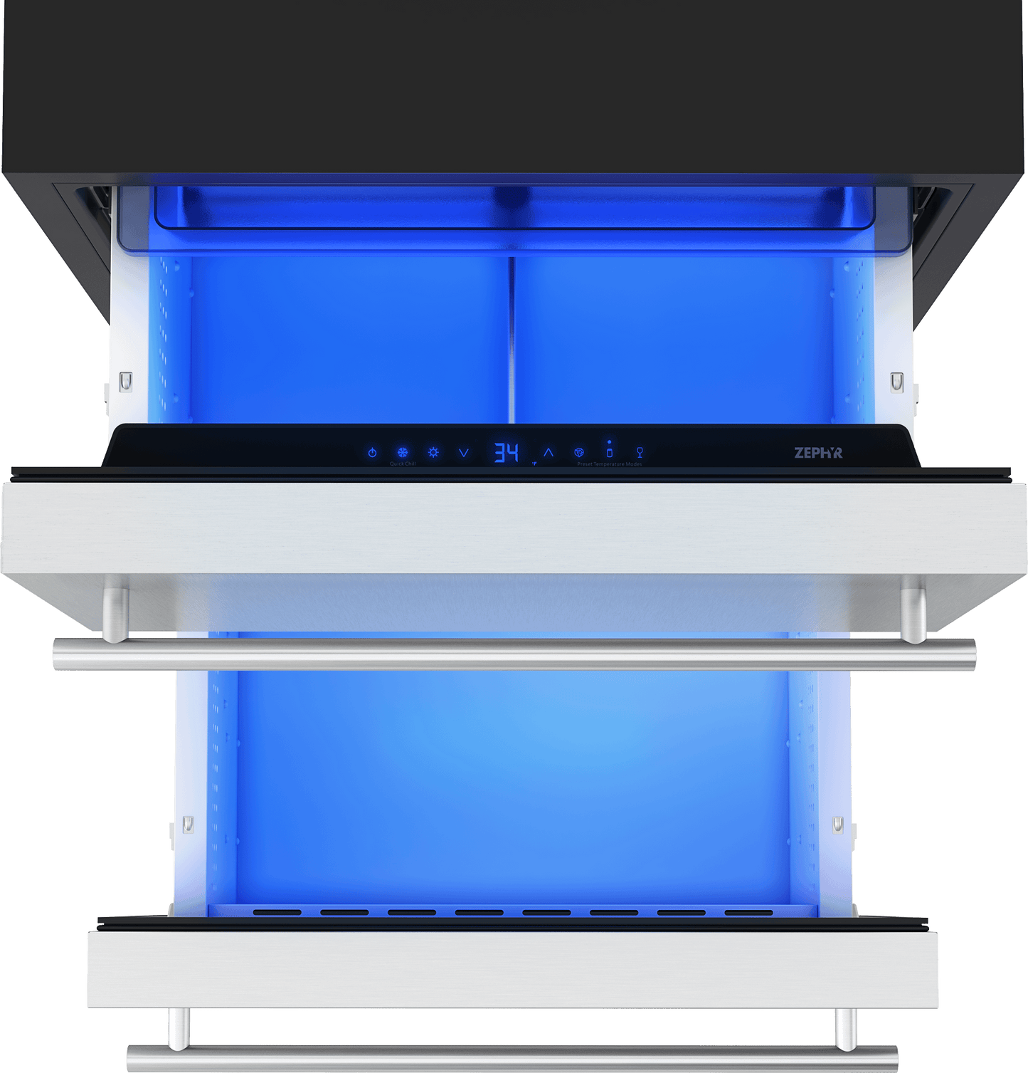 ZEPHYR Presrv Refrigerator Drawers, 24in Compact, SS, 1 Zone in Stainless Steel - PRRD24C1AS