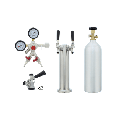 ZEPHYR Presrv Kegerator Double Tap Kit, SS, CO2 in Stainless Steel - PRKFK02SSC