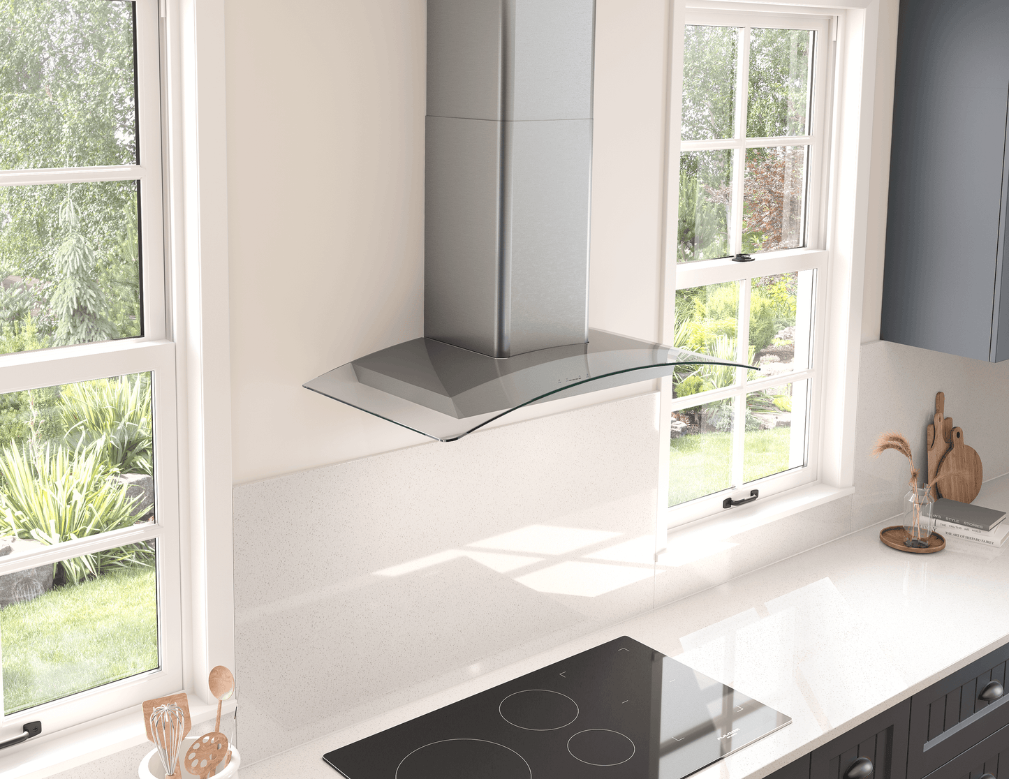 ZEPHYR Ravenna Wall, 30in, SS+Clear Glass, LED in Stainless Steel - ZRVE30CGC