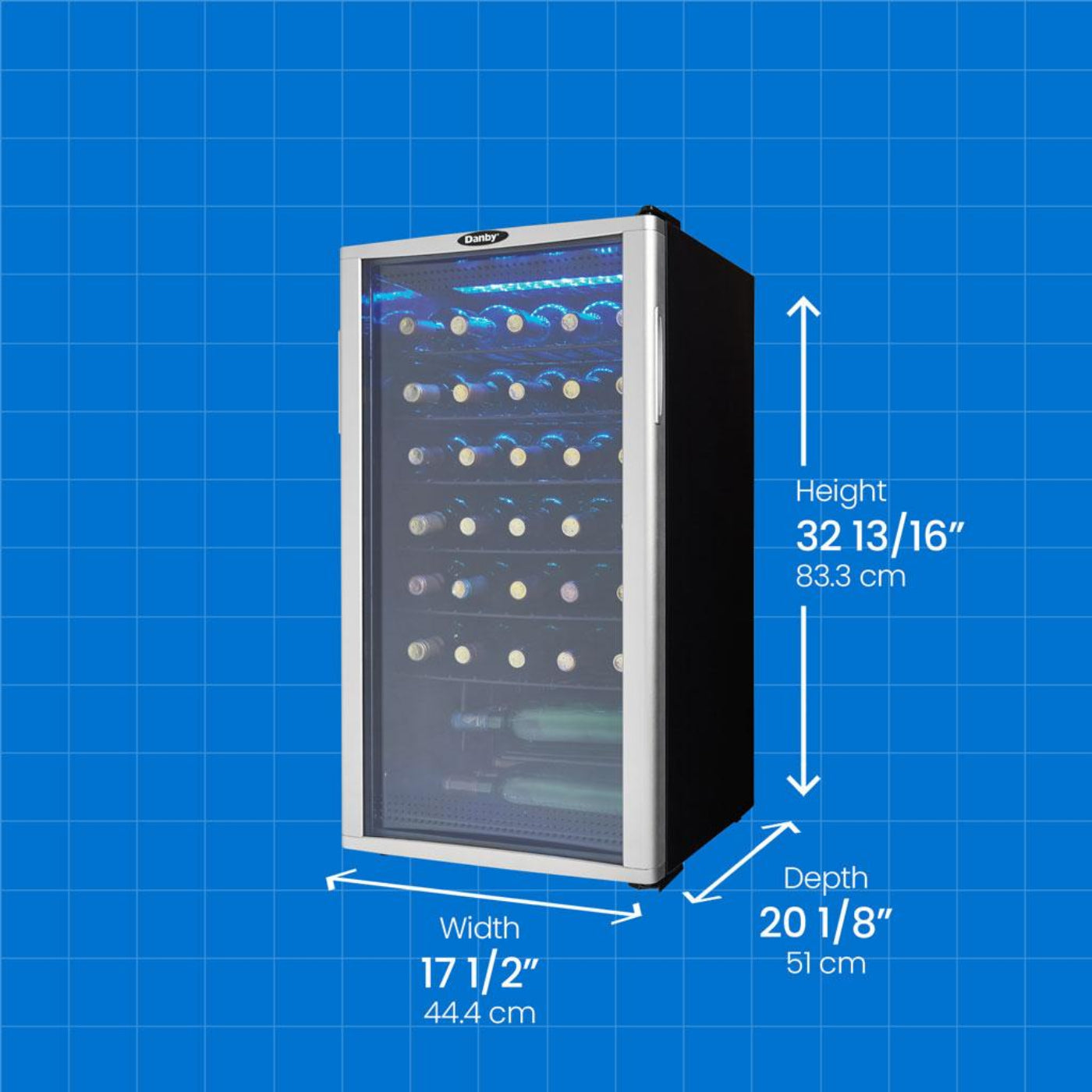 DANBY Danby 36 Bottle Free-Standing Wine Cooler in Platinum in Stainless Steel Look - DWC350BLP