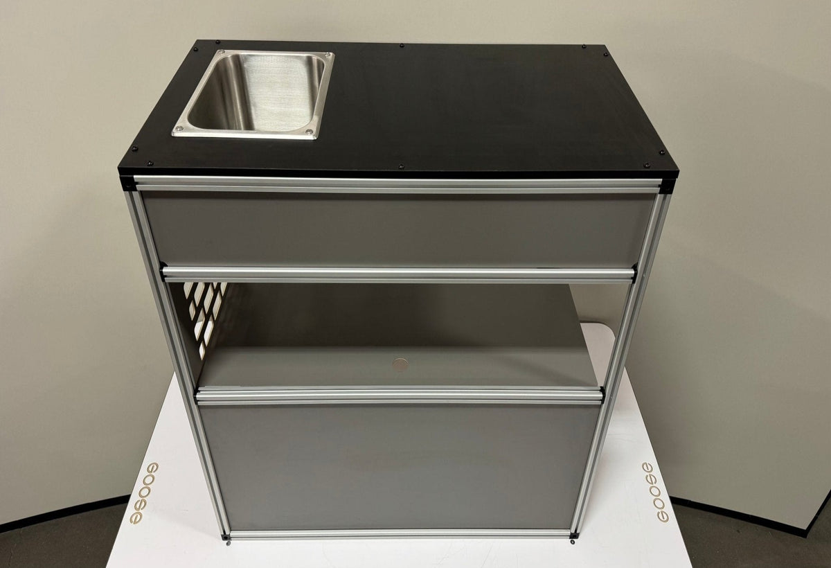 Goose Gear Camper System - Midsize Truck 6Ft Bed - Passenger Side Front Sink and Storage Utility Module - 3066-GGR-SH