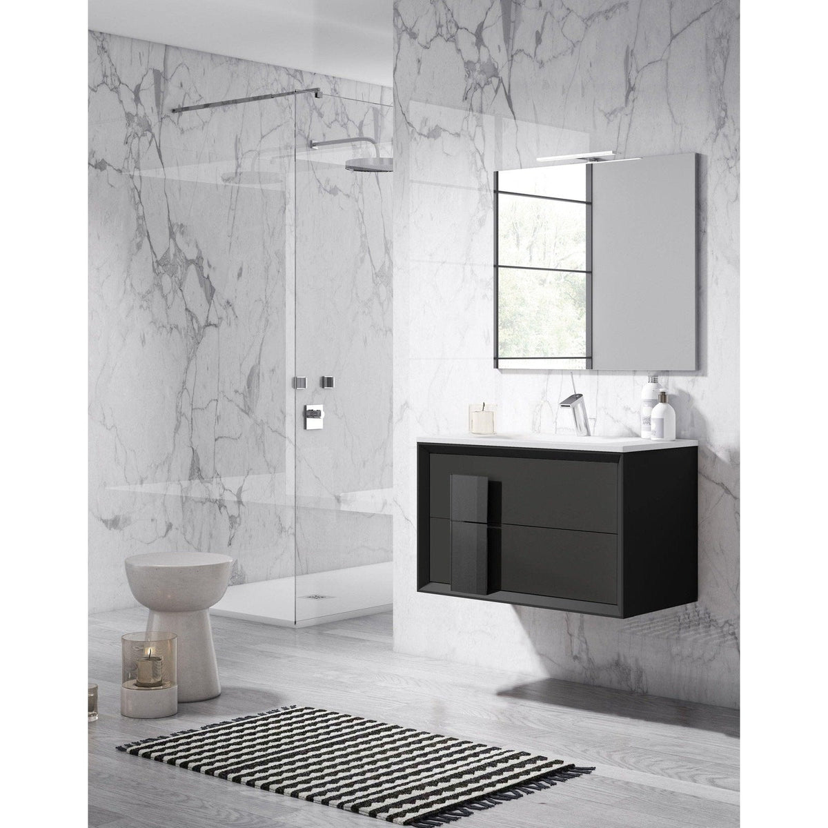 Lucena Bath DÃ©cor Cristal 24" Floating Bathroom Vanity in White, Black, Grey, White and Black, White and Grey or Black and Grey - Backyard Provider