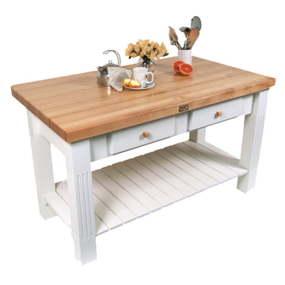 John Boos GRZ6036 Grazzi Work Table / Kitchen Island with Drop Leaf 28" W x 60" L - JBGRZ6036