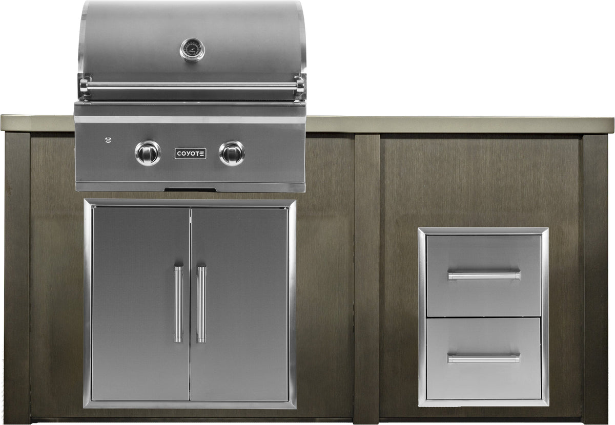 Haven 5 1/2’  Ft Coyote Outdoor Kitchen Island w/ 2 Drawer Cabinet - HCOY66DRAWHG