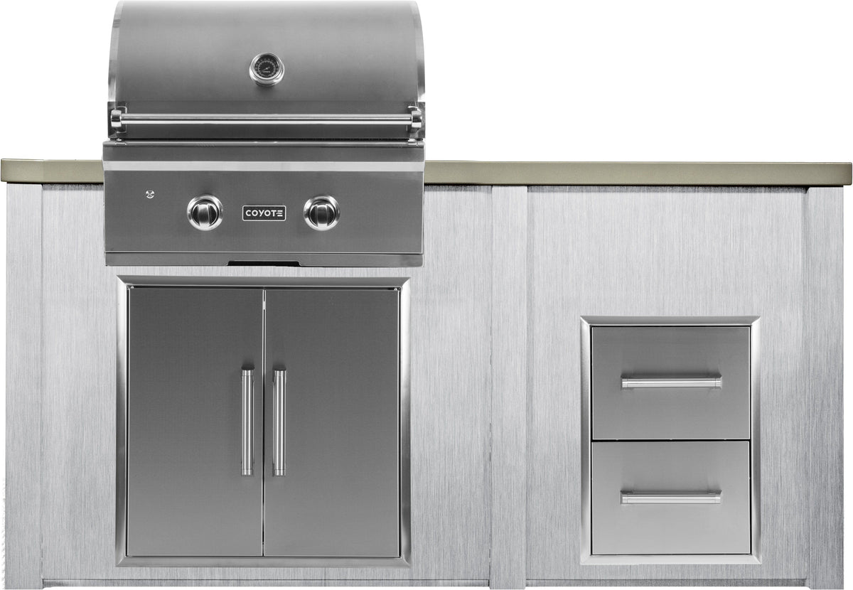 Haven 5 1/2’  Ft Coyote Outdoor Kitchen Island w/ 2 Drawer Cabinet - HCOY66DRAWHG