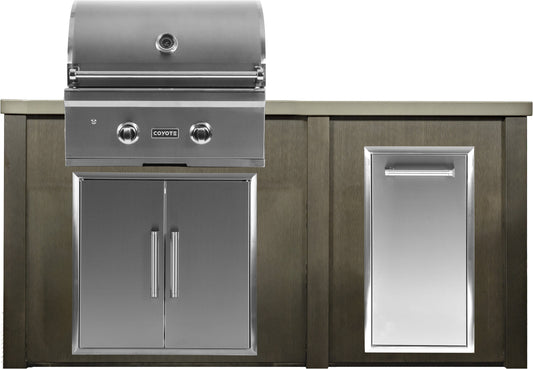 Haven 5 1/2 Ft Coyote Outdoor Kitchen Island w/ Trash Center - HCOY66TRASH