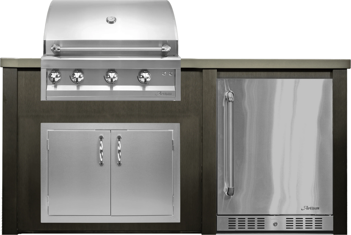 Haven 72" Artisan Outdoor Kitchen Island w/ 24" Refrigerator - HART72REF