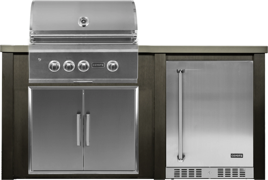 Haven 72" Coyote Outdoor Kitchen Island w/ 24" Refrigerator - HCOY72REF-2