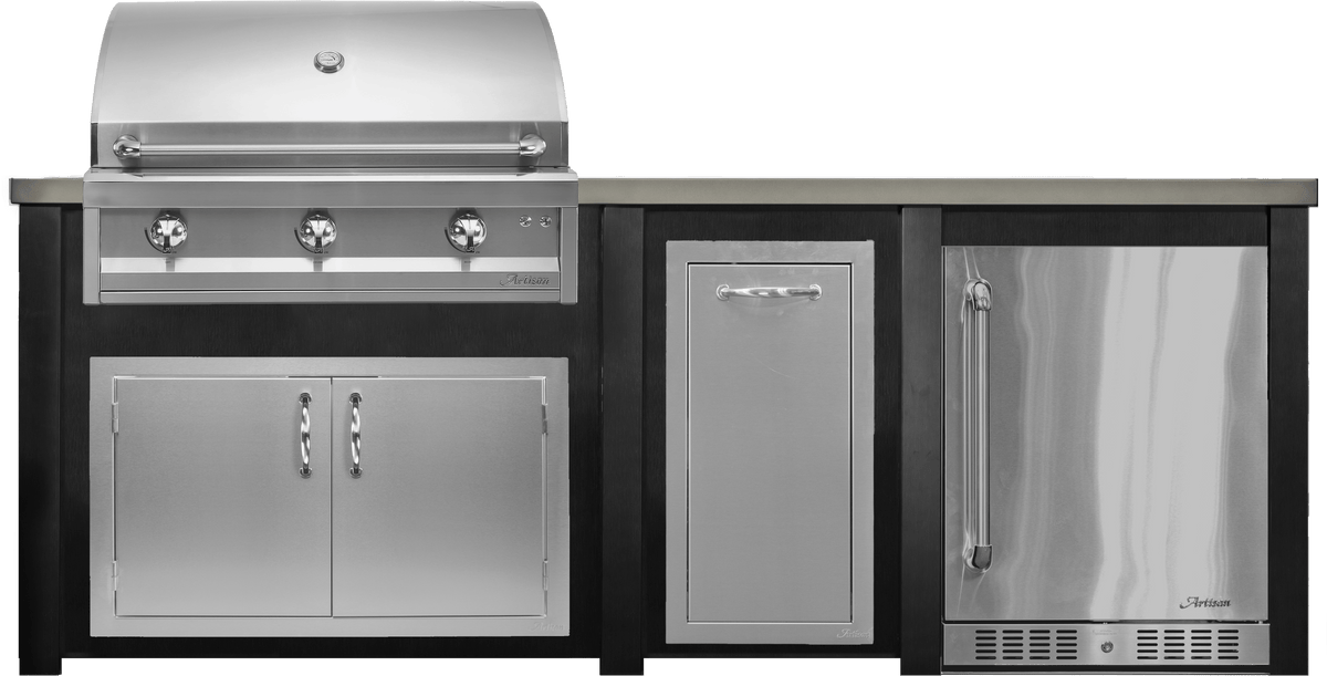Haven 96" Artisan Outdoor Kitchen Island  w/ 24" Refrigerator - HART96REF