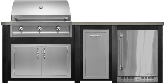 Haven 96" Artisan Outdoor Kitchen Island  w/ 24" Refrigerator - HART96REF
