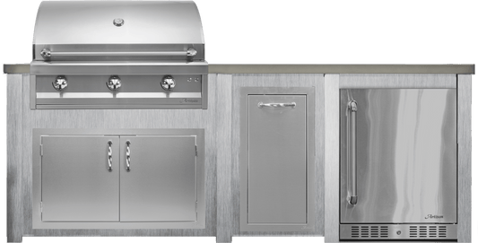 Haven 96" Artisan Outdoor Kitchen Island  w/ 24" Refrigerator - HART96REF