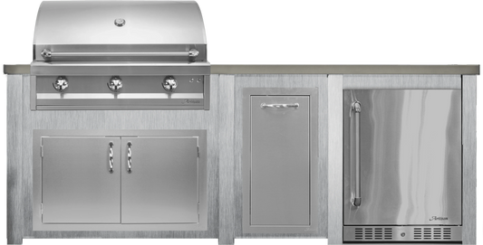 Haven 96" Artisan Outdoor Kitchen Island w/ 24" Refrigerator - HART96REF