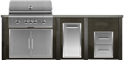 Haven 96" Coyote Outdoor Kitchen Island w/ 2 Drawer Cabinet - HCOY96DRAW