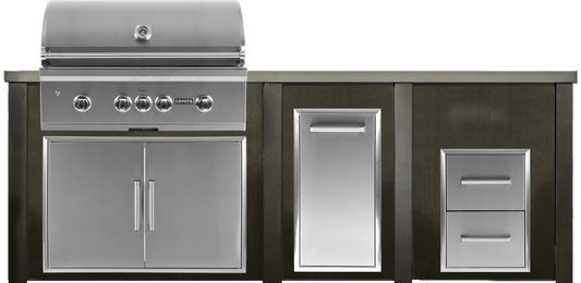 Haven 96" Coyote Outdoor Kitchen Island w/ 2 Drawer Cabinet - HCOY96DRAW