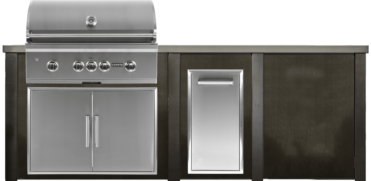 Haven 96" Coyote Outdoor Kitchen Island w/ Plain Panel | HCOY96PAN - HCOY96PAN
