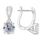 Hoop Earrings For Women - Plated 18K Gold, 2 Carat Moissanite, 925 Silver, Lab Diamond Certified