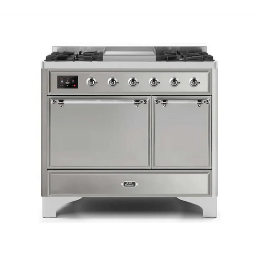 ILVE Majestic II 40 Inch Dual Fuel Liquid Propane Freestanding Range and Electric Oven with Chrome Trim