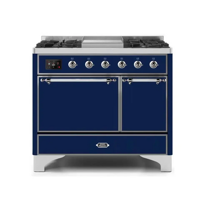 ILVE Majestic II 40 Inch Dual Fuel Liquid Propane Freestanding Range and Electric Oven with Chrome Trim