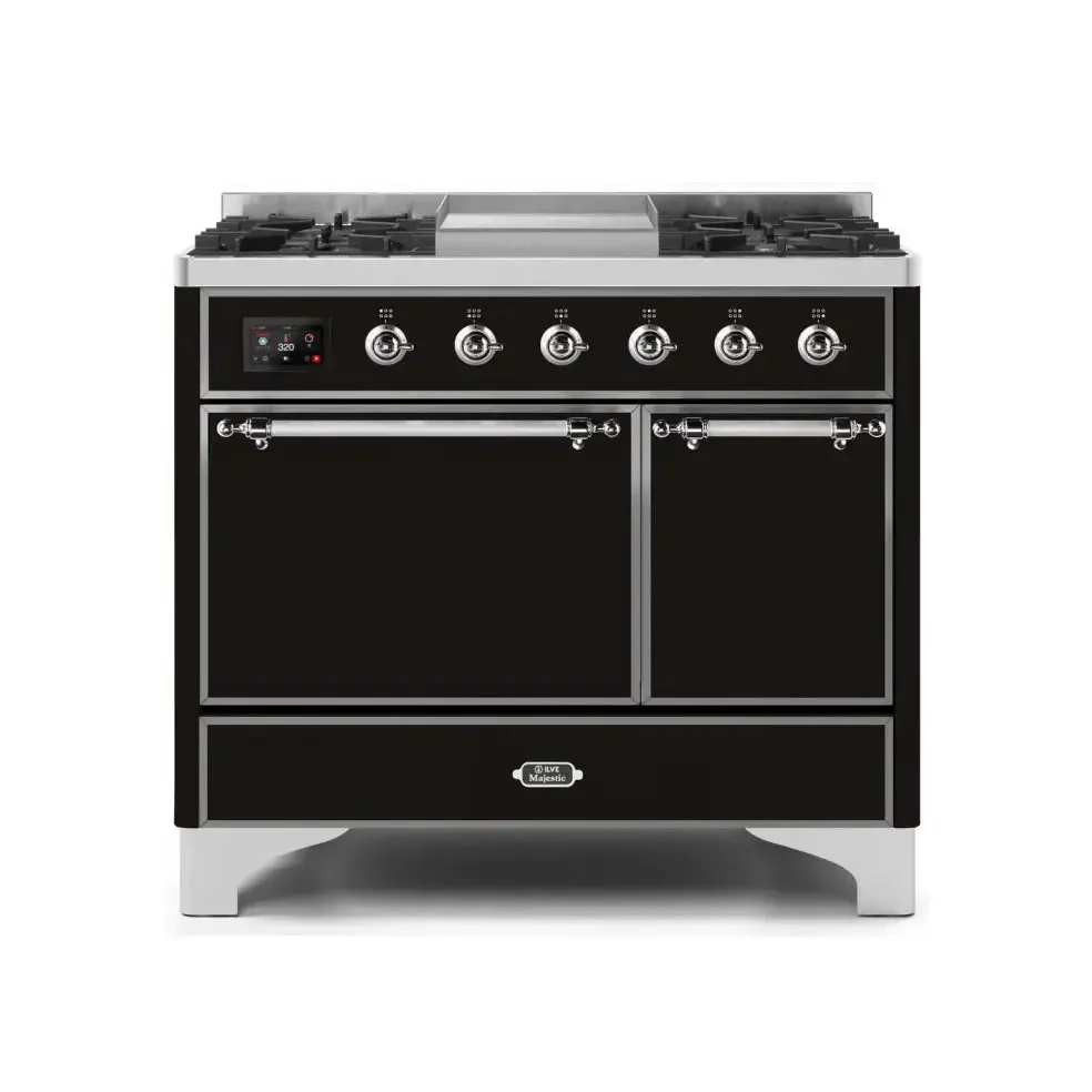 ILVE Majestic II 40 Inch Dual Fuel Liquid Propane Freestanding Range and Electric Oven with Chrome Trim