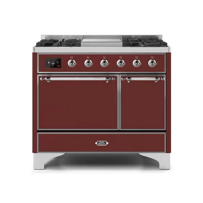 ILVE Majestic II 40 Inch Dual Fuel Liquid Propane Freestanding Range and Electric Oven with Chrome Trim