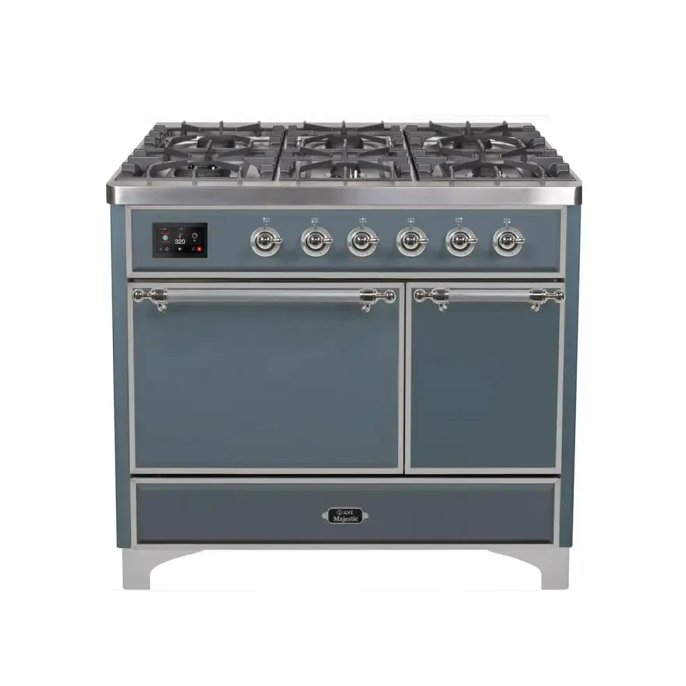 ILVE Majestic II 40 Inch Dual Fuel Liquid Propane Freestanding Range and Electric Oven with Chrome Trim