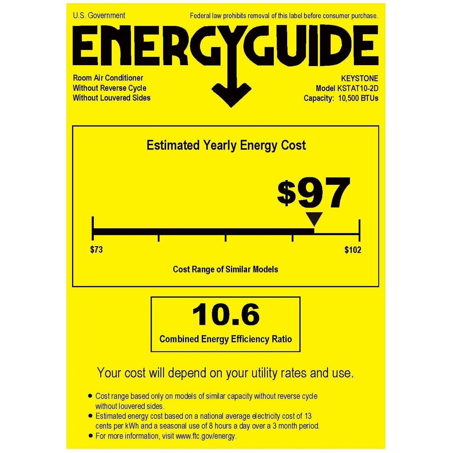 Keystone - 10,000 BTU Through the Wall Air Conditioner,EStar,230V, R32 Thru-the-Wall - KSTAT10-2D