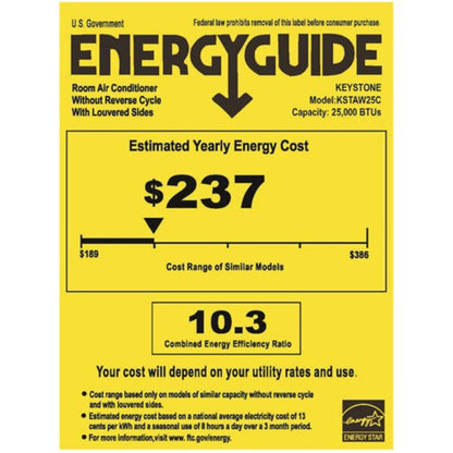 Keystone Energy Star 25,000/24,700 BTU 230V Window/Wall Air Conditioner with Follow Me LCD Remote Control  -  KSTAW25C