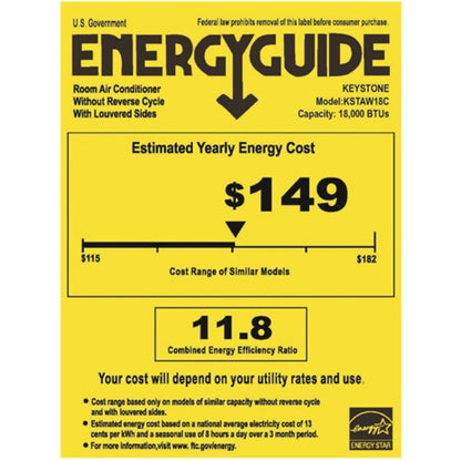 Keystone Energy Star 18,000/17,700 BTU 230V Window/Wall Air Conditioner with Follow Me LCD Remote Control  -  KSTAW18C