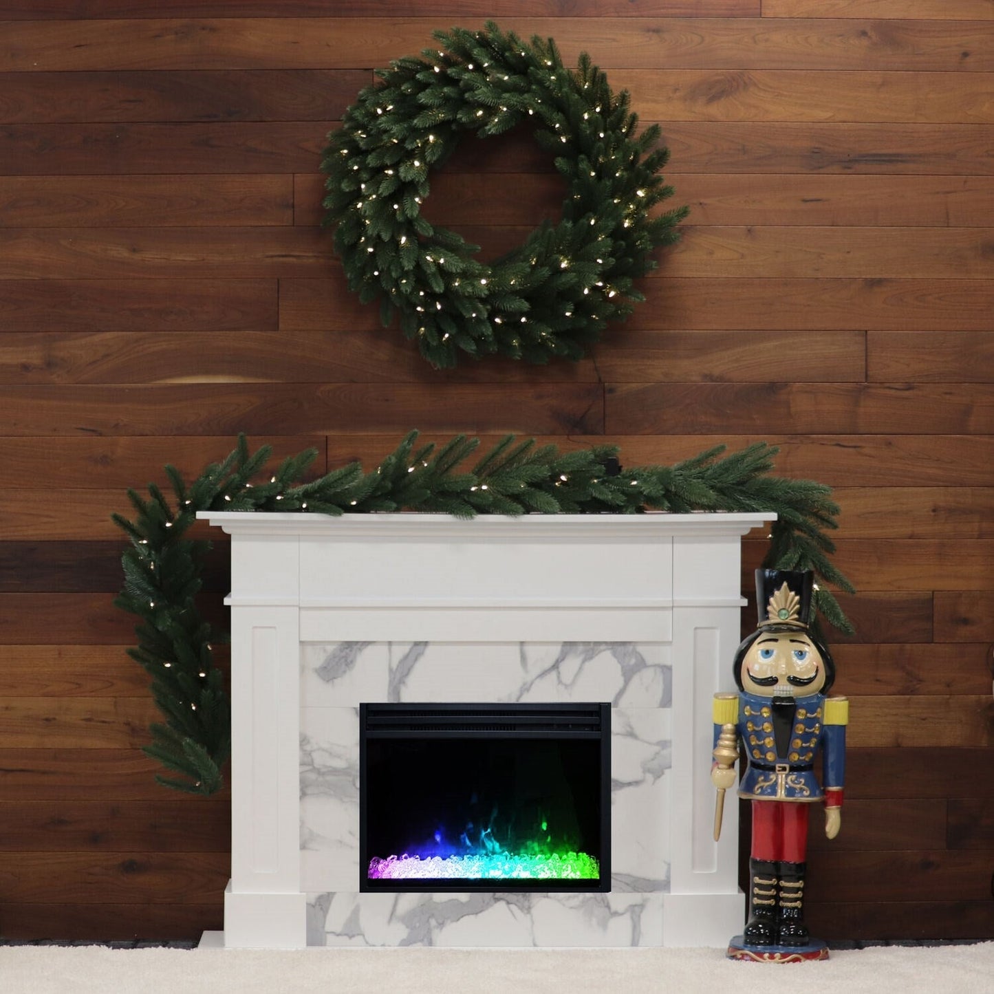 Cambridge - 53.x17.7"x13.4" Sofia Fireplace Mantel with Marble and Crystal Insert - Electric Mantel Fireplaces - CAM5617-1WHTCRS