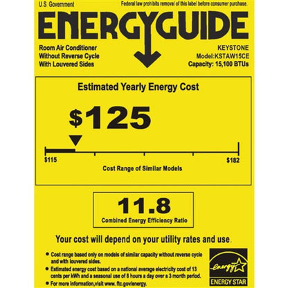 Keystone Energy Star 15,100 BTU 115V Window/Wall Air Conditioner with Follow Me LCD Remote Control  -  KSTAW15CE