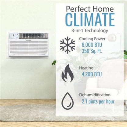 Keystone - 8, 000 BTU Through the Wall Heat/Cool, R32  -  KSTAT08-1HD