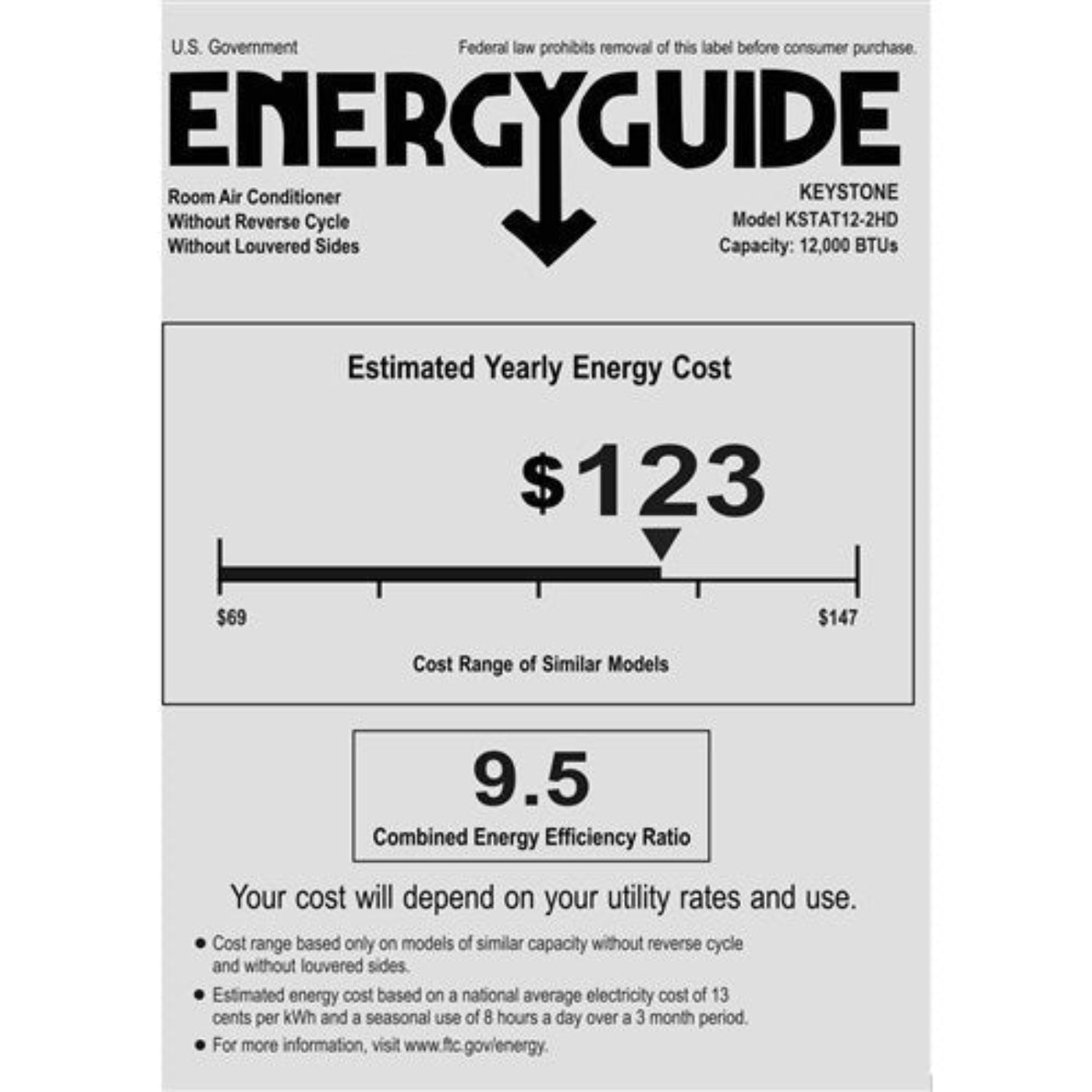 Keystone - 12, 000 BTU Through the Wall Heat/Cool, R32  -  KSTAT12-2HD