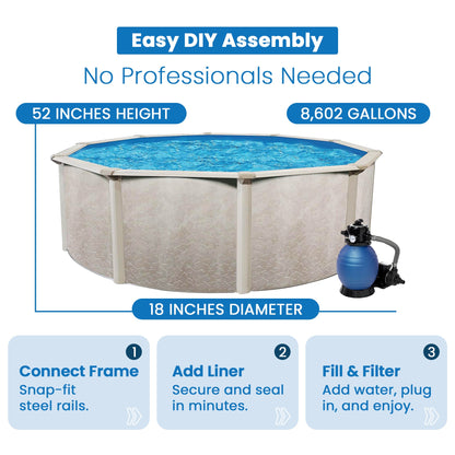 Aquarian Phoenix 18ft x 52in Above Ground Pool w/ Filter, Ladder, Liner, Skimmer - 109525