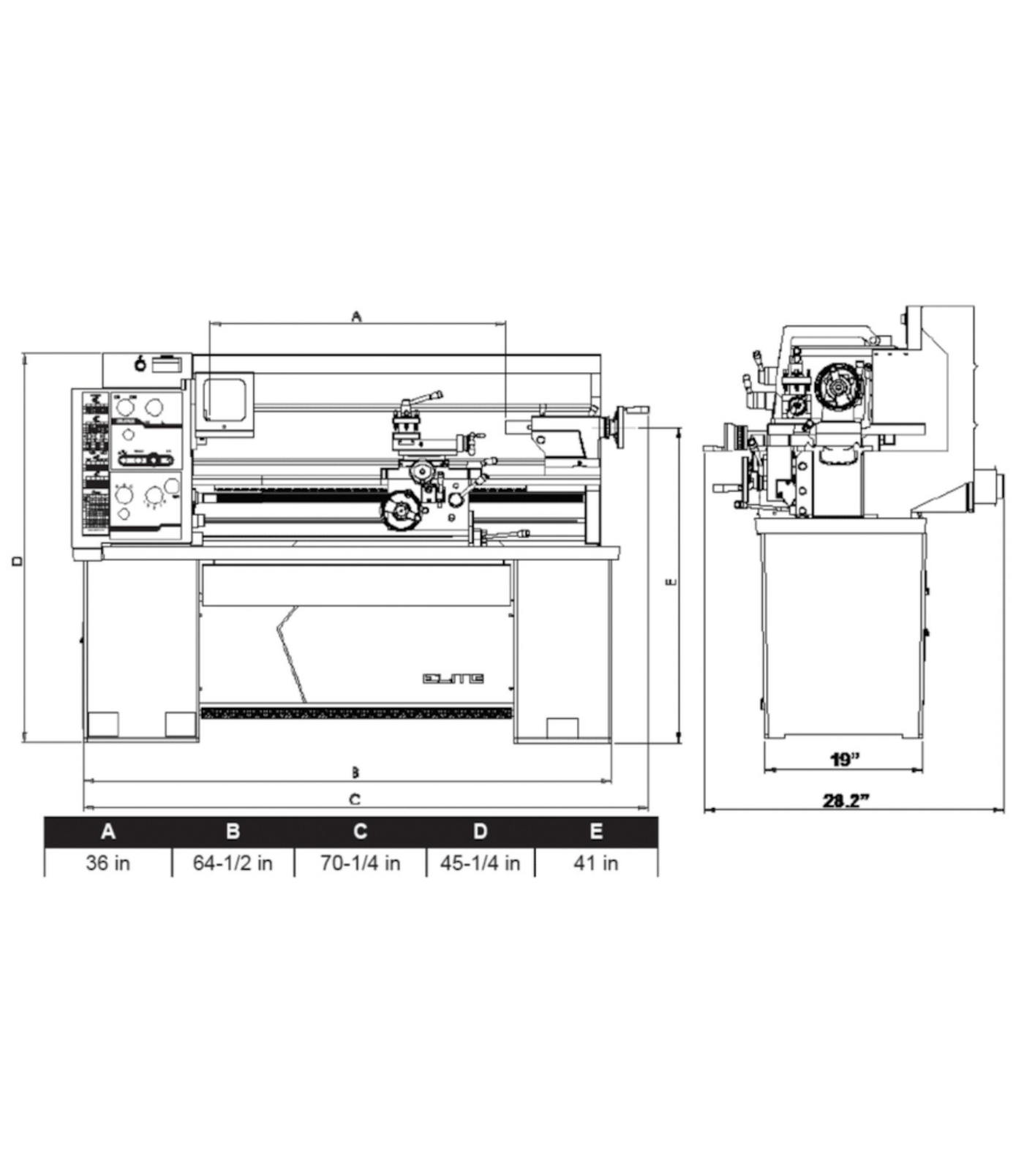 JET Elite Lathe E-1340VS with ACU-RITE 303 CSS DRO with Taper Attachment - JET Elite Lathe EGH-1740 with ACU-RITE 203 DRO with Collet Closer - JT9-892505