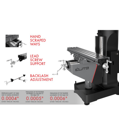 JET Elite EVS-949 Mill with 3-Axis Newall DP700 (Knee) DRO - JT9-894365