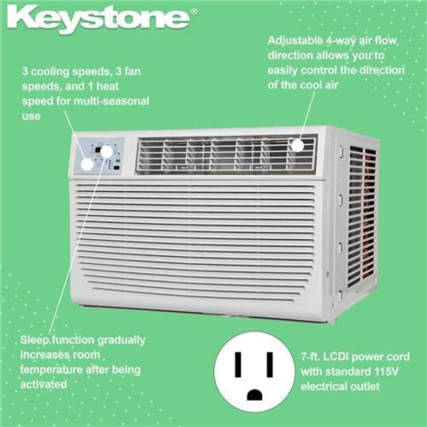 Keystone - 8,000 BTU Heat and Cool Window Air Conditioner  -  KSTHW08A