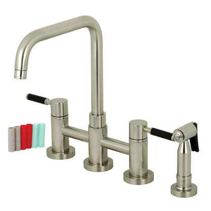 Kingston Brass Concord Two-Handle Bridge Kitchen Faucet with Brass Side Sprayer - KS828