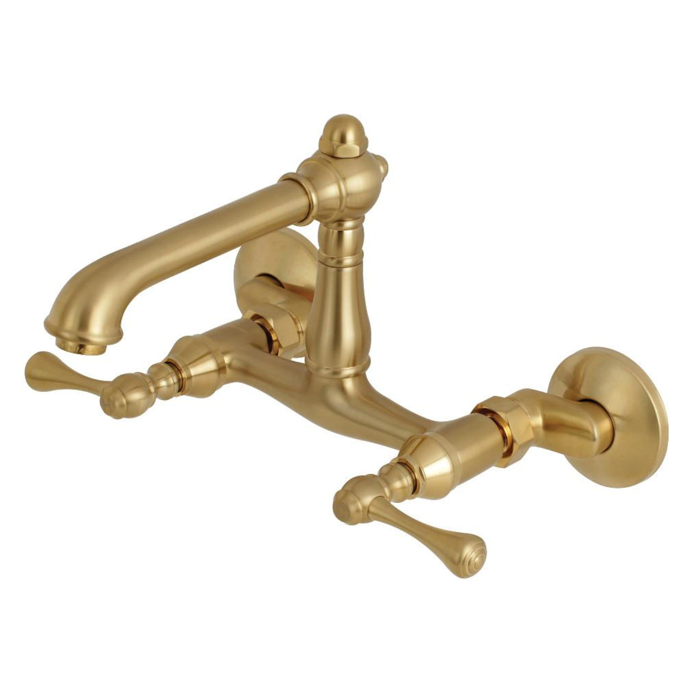 Kingston Brass English Country 6 in.Adjustable Center Wall Mount Kitchen Faucet - KS722-BL