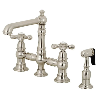 Kingston Brass English Country Two-Handle 4-Hole Deck Mount with Sprayer - KS727-AXBS