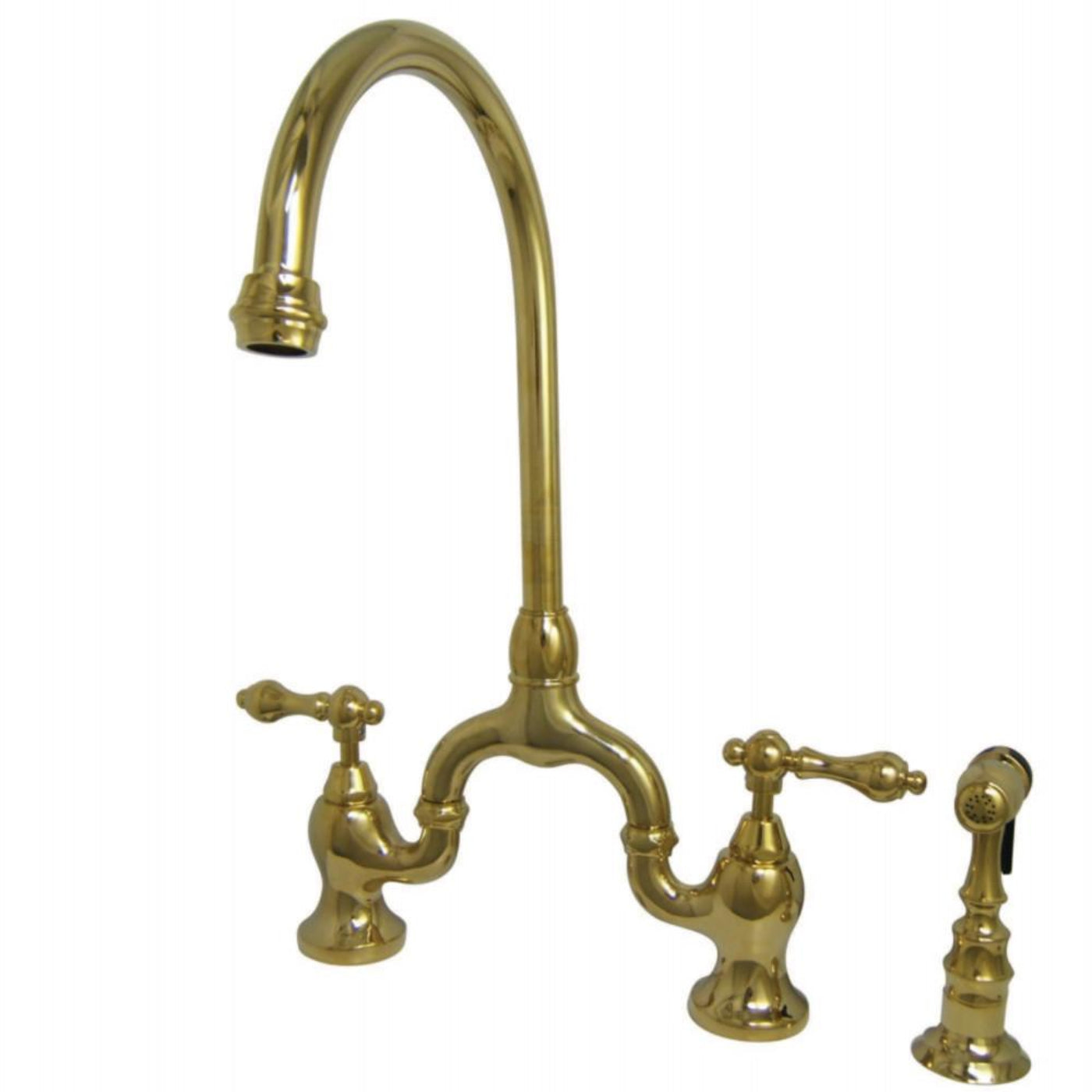 Kingston Brass English Country Kitchen Bridge Faucet with Brass Sprayer - KS779