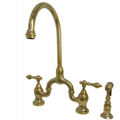 Kingston Brass English Country Kitchen Bridge Faucet with Brass Sprayer - KS779