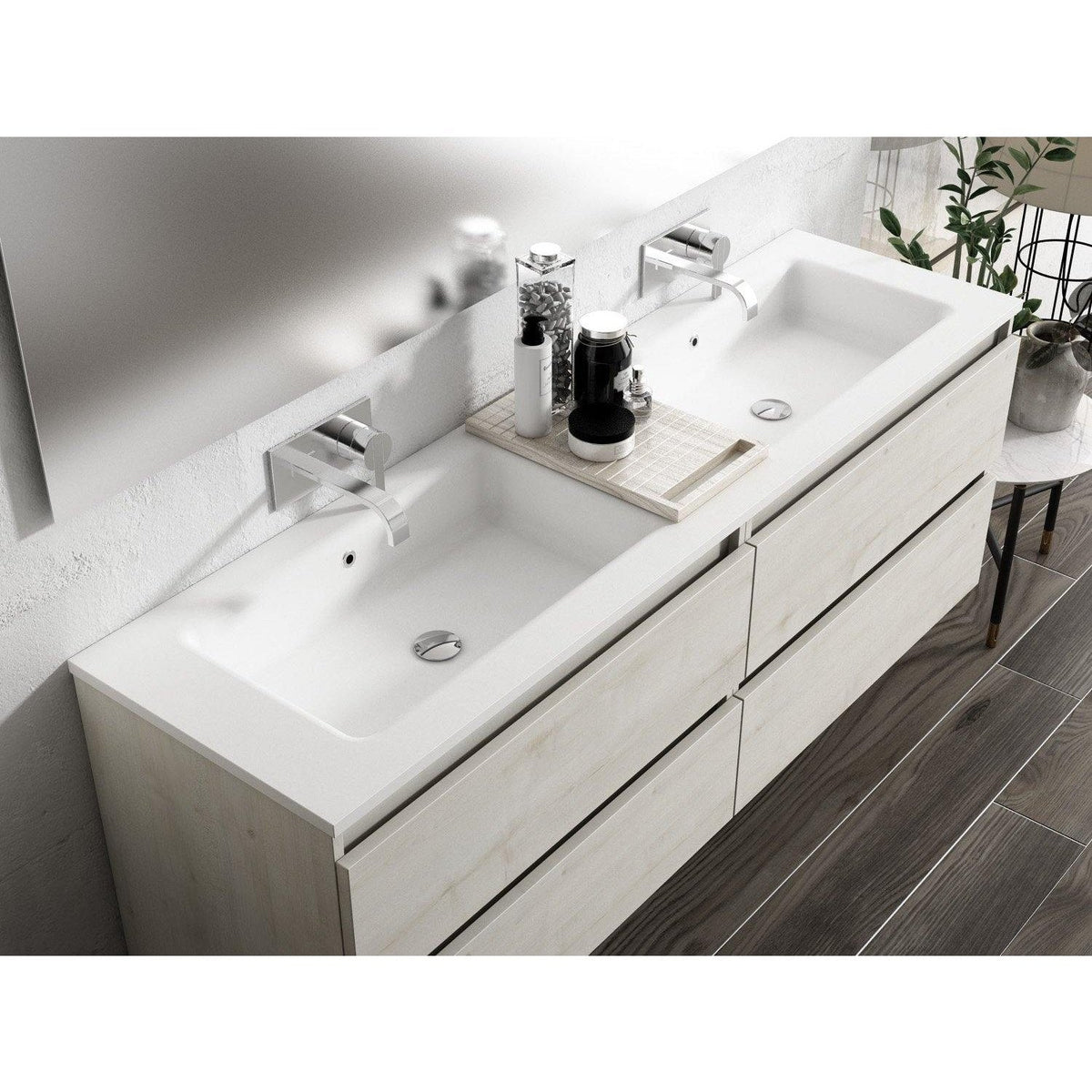 Lucena Bath 64" DÃ©cor Tirador Double Floating Vanities in White / Black / Grey / Silver - Backyard Provider