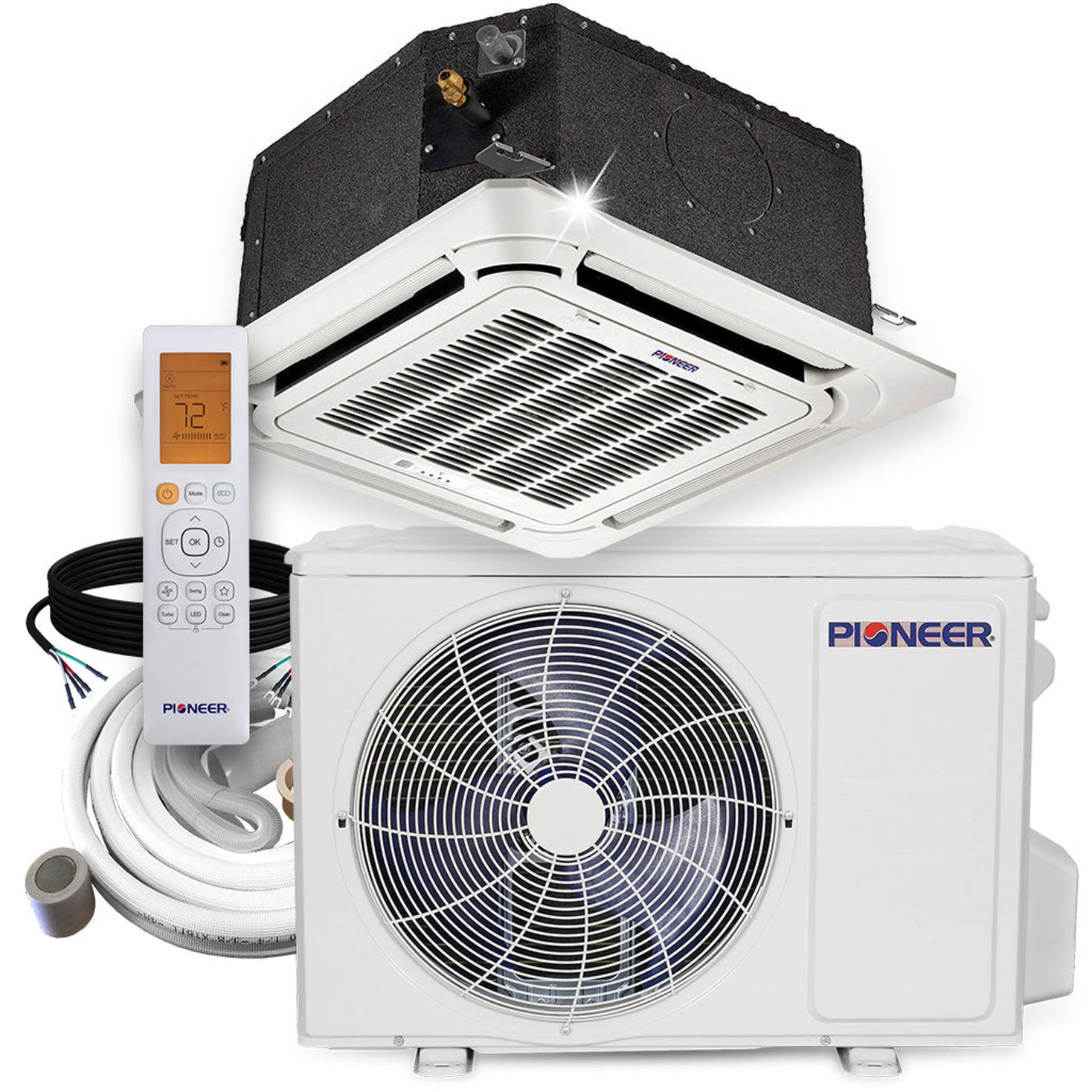 Pioneer 9,000 BTU 20 SEER2 8-Way Compact Cassette Mini-Split Air Conditioner Heat Pump System Full Set 230V - CYB009GMFILCAD-10