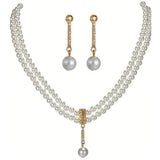 Matching Necklace and Earrings Set – Elegant Imitation Pearls & Beads, Perfect for Weddings & Bridal Fashion