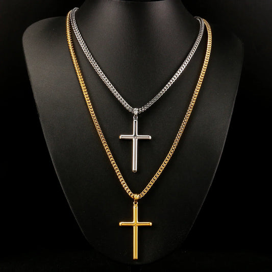 Cross Pendant Necklace - Hip-Hop Style Link Chain for Men and Women