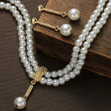 Matching Necklace and Earrings Set – Elegant Imitation Pearls & Beads, Perfect for Weddings & Bridal Fashion