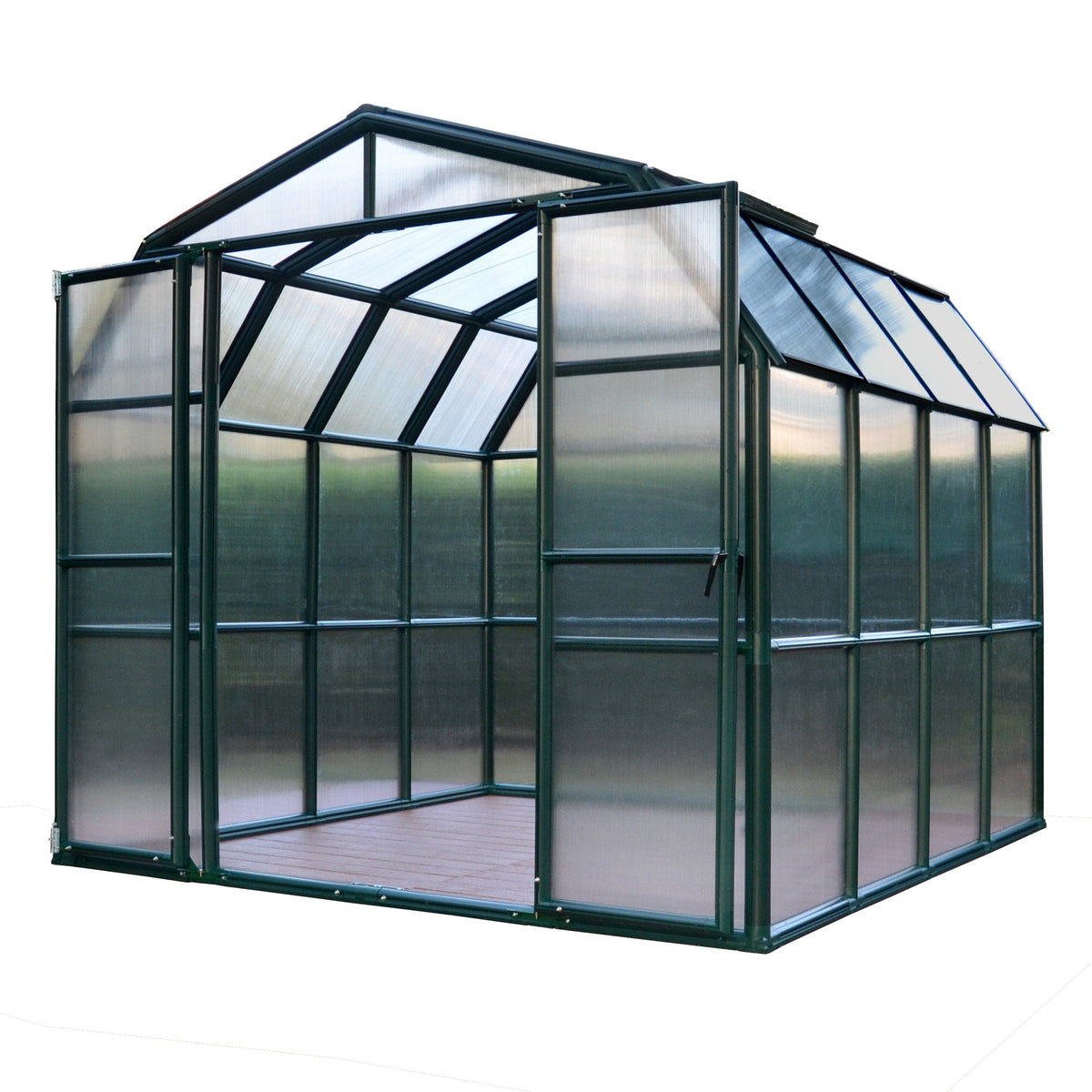 Palram - Canopia | Grand Gardener Greenhouse Kit - 8 Ft Wide - Green - 6mm Twin-wall Polycarbonate Glazing - HG7208